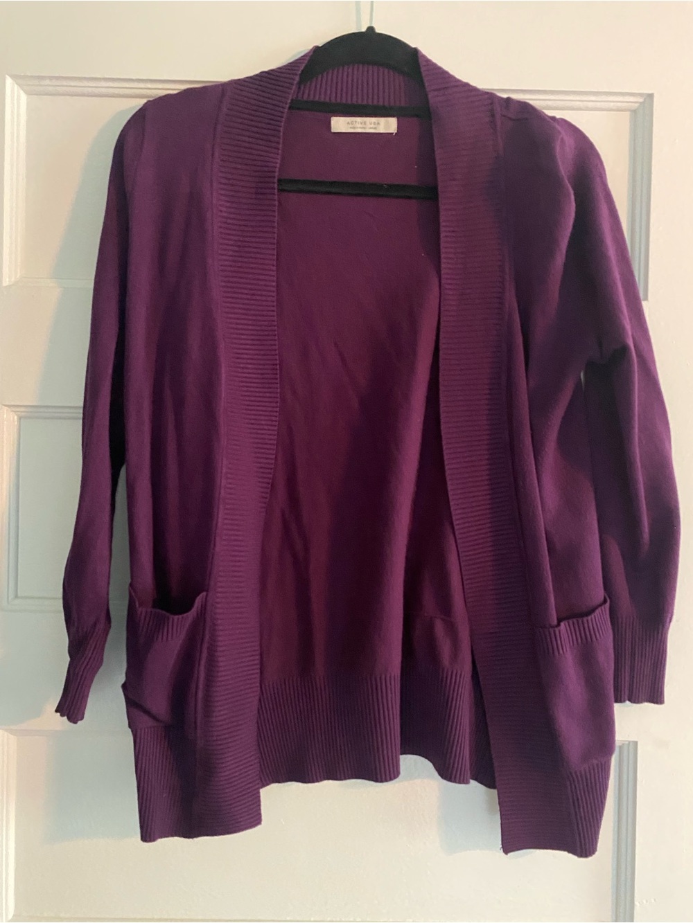 Active USA Deep Purple Open-Front Women's Cardigan